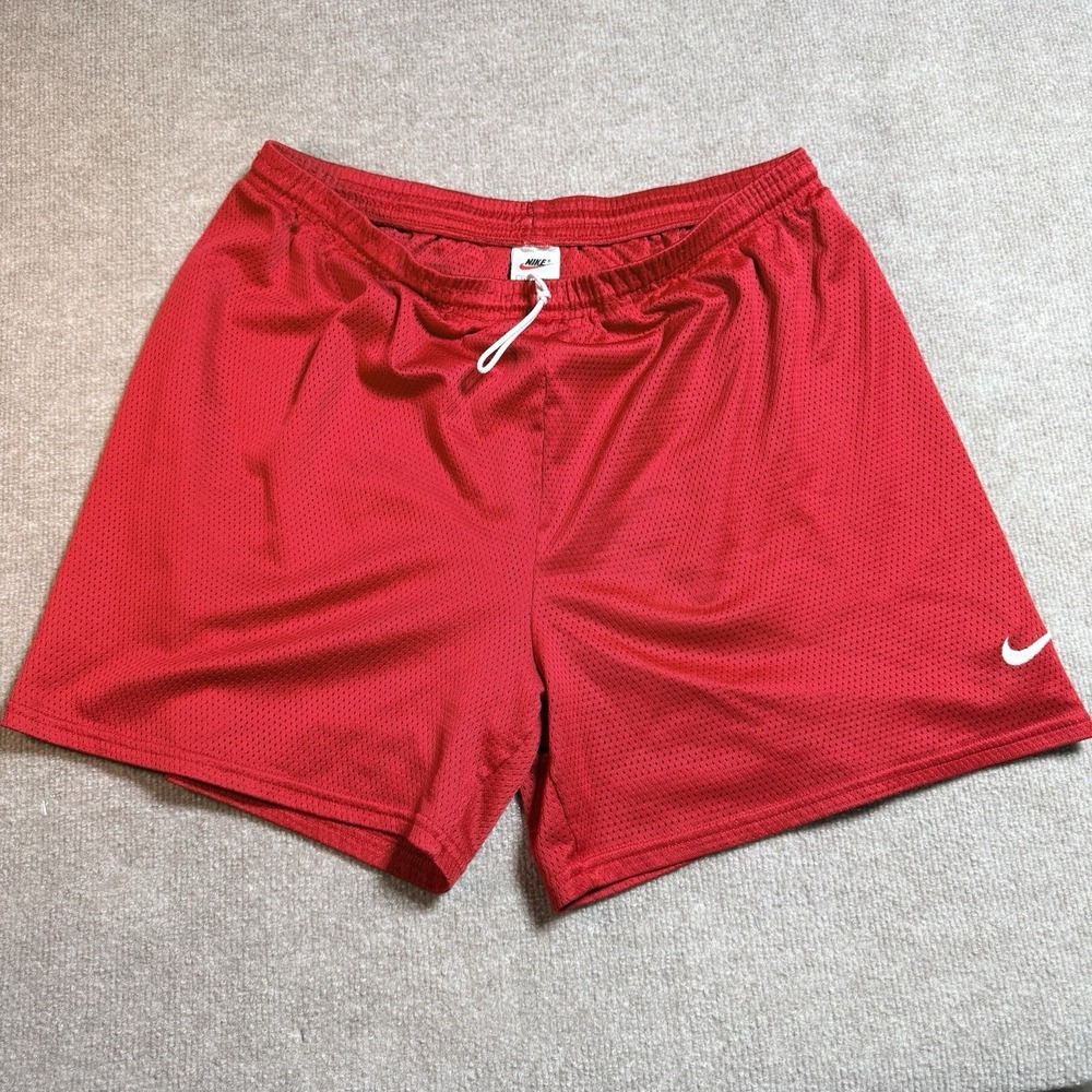 Vintage Nike Mesh Athletic Shorts XXL Red Basketball Gym Trunks AS-IS HOLE
